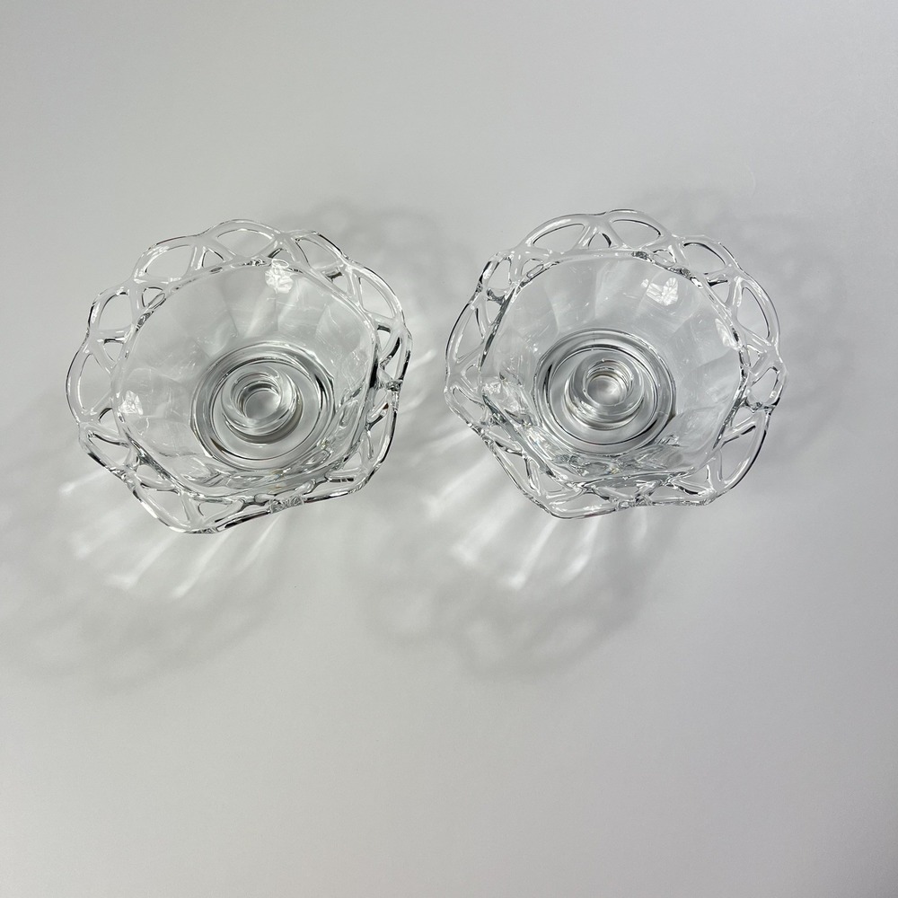 Imperial Glass Crochet Crystal Candle Holder Pair C 1935- 1950 Tapers